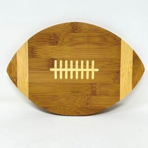 Football Shaped Bamboo Wood Cutting Board Serving Tray Game Day Tailgate Decor